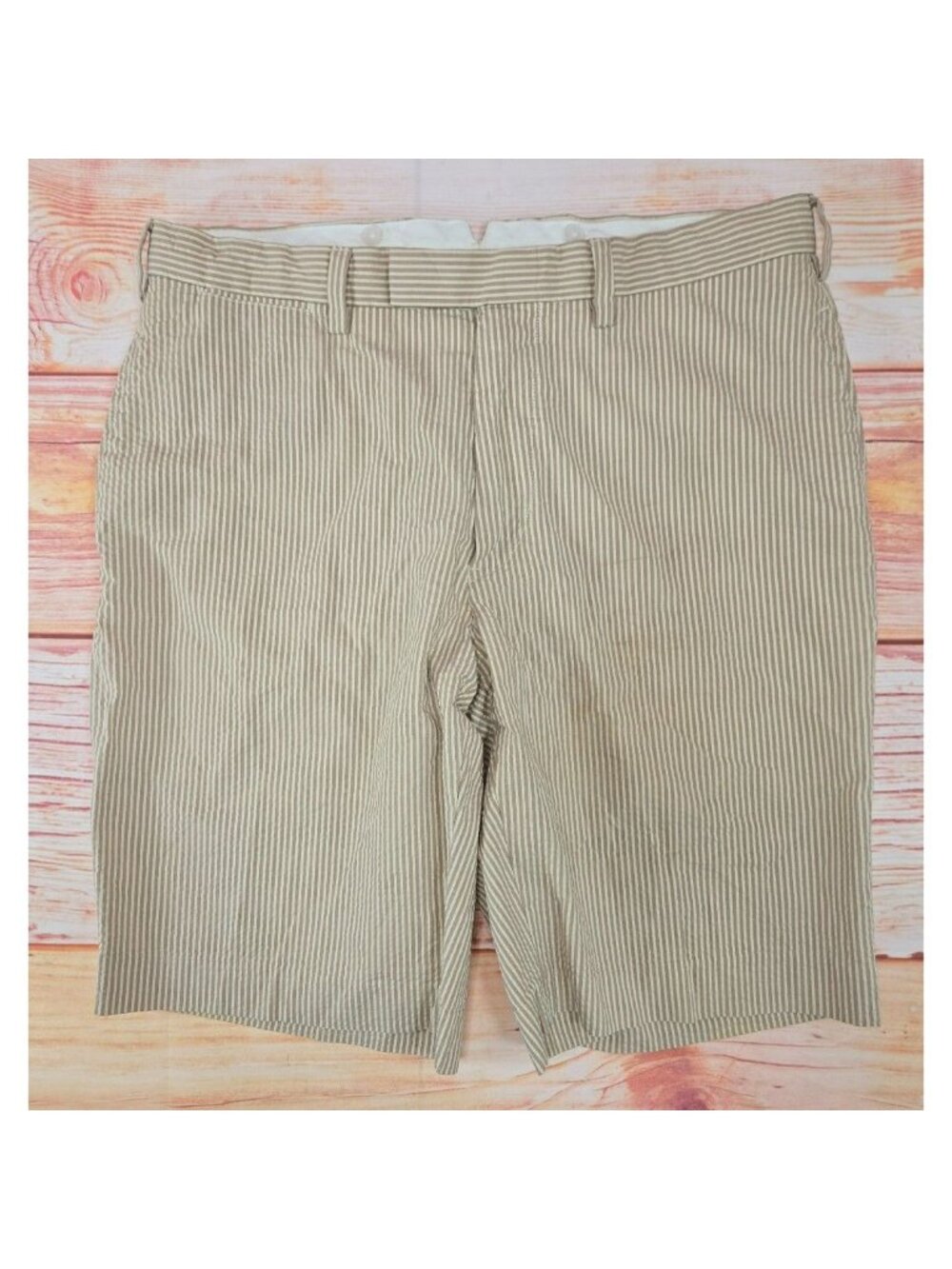 Polo Ralph Lauren Mens Beige Striped Seersucker Shorts 35